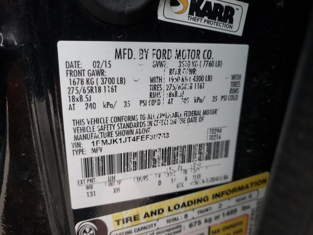 Photo 10 from auction – 2015 FORD EXPEDITION with VIN 1FMJK1JT4FEF30783