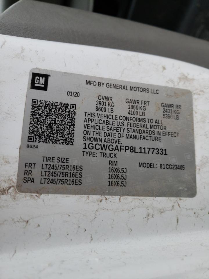 Photo 10 from auction – 2020 CHEVROLET EXPRESS G2 with VIN 1GCWGAFP8L1177331