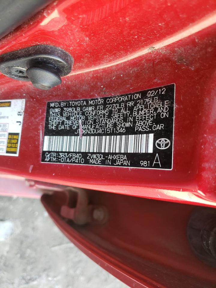 Photo 10 from auction – 2012 TOYOTA PRIUS with VIN JTDKN3DU4C1511346