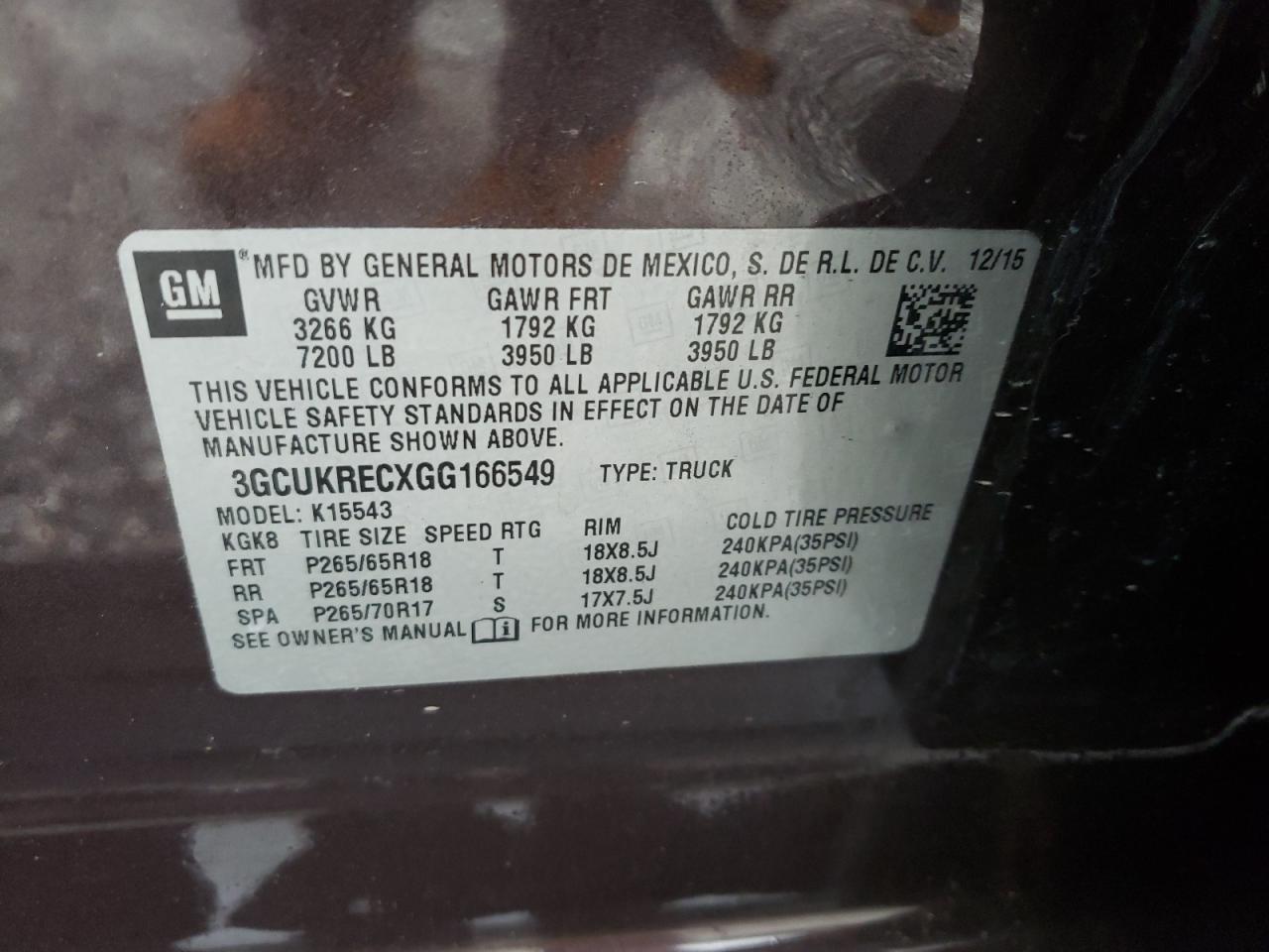 Photo 10 from auction – 2016 CHEVROLET SILVERADO with VIN 3GCUKRECXGG166549