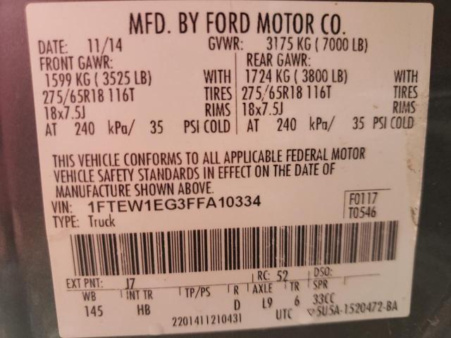 Photo 10 from auction – 2015 FORD F150 SUPER with VIN 1FTEW1EG3FFA10334