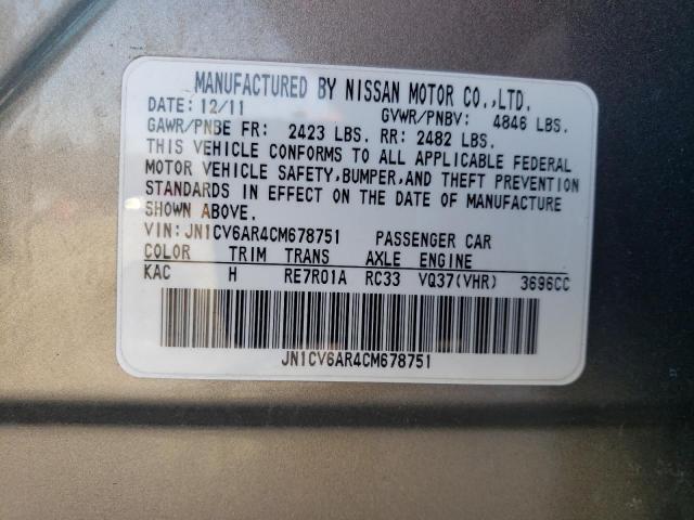 Photo 10 from auction – 2012 INFINITI G37 with VIN JN1CV6AR4CM678751