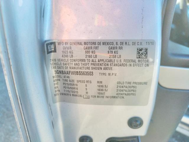 Photo 10 from auction – 2011 CHEVROLET HHR LS with VIN 3GNBAAFW8BS563503