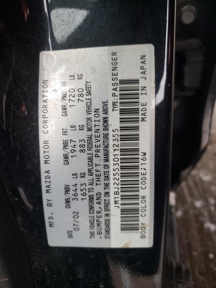 Photo 10 from auction – 2003 MAZDA PROTEGE DX with VIN JM1BJ225530112355