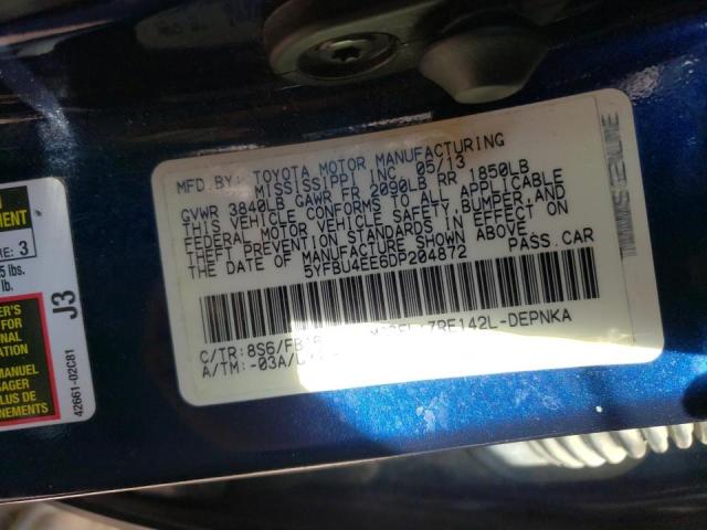 Photo 10 from auction – 2013 TOYOTA COROLLA BA with VIN 5YFBU4EE6DP204872