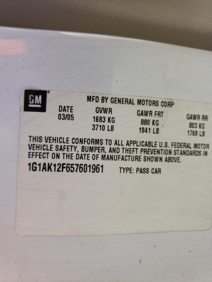 Photo 10 from auction – 2005 CHEVROLET COBALT with VIN 1G1AK12F657601961