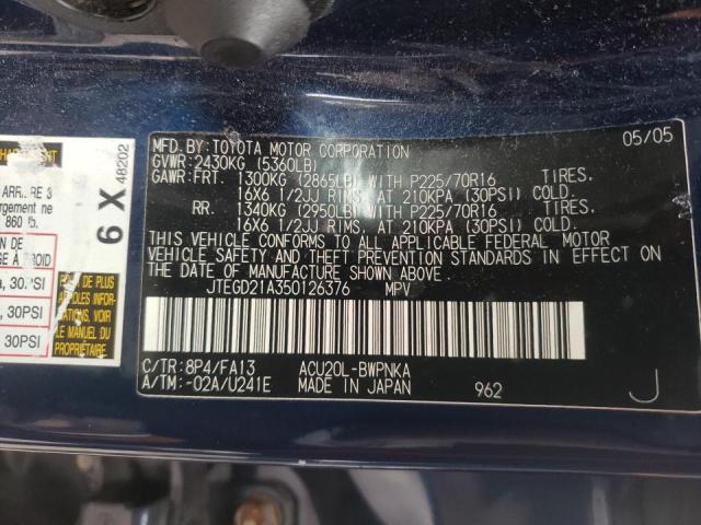 Photo 10 from auction – 2005 TOYOTA HIGHLANDER with VIN JTEGD21A350126376