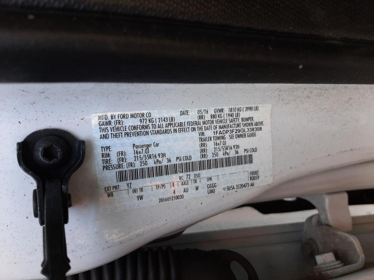 Photo 10 from auction – 2016 FORD FOCUS SE with VIN 1FADP3F29GL338308