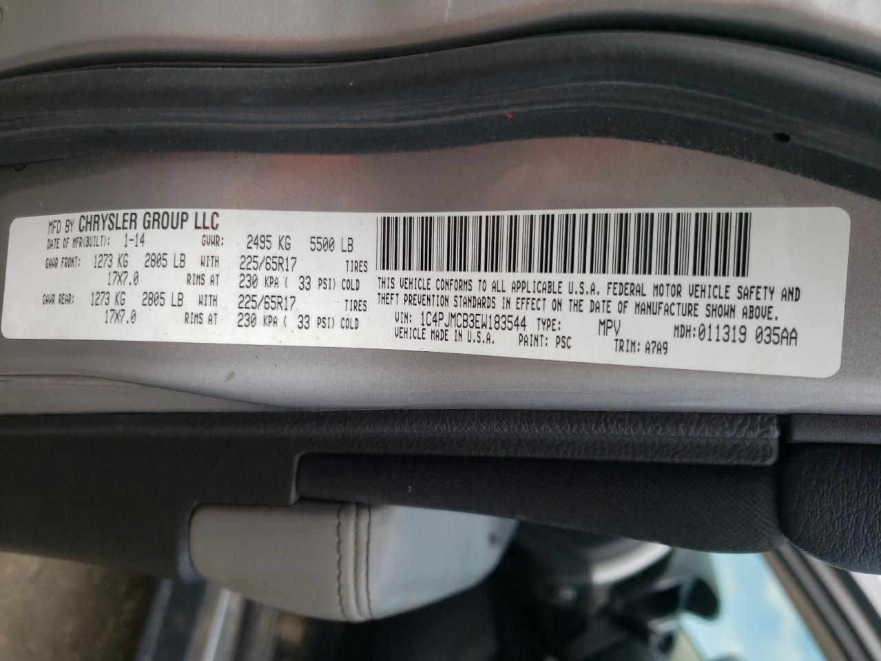 Zdjęcie 10 z aukcji – 2014 JEEP CHEROKEE L z VIN 1C4PJMCB3EW183544