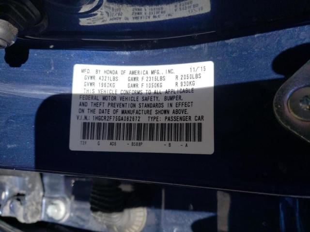 Photo 10 from auction – 2016 HONDA ACCORD EX with VIN 1HGCR2F75GA082672