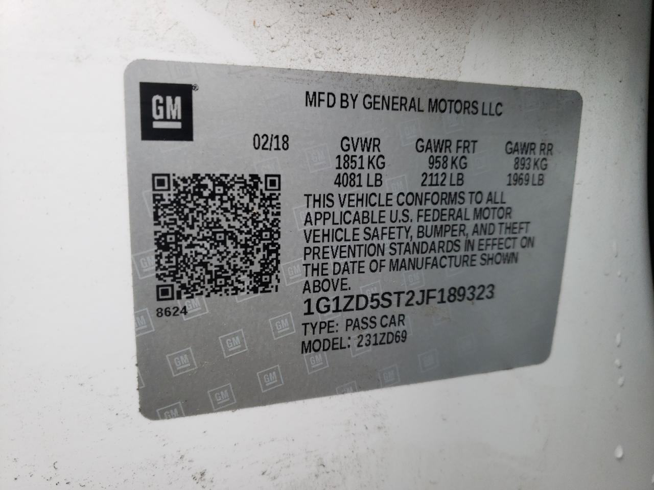 Photo 10 from auction – 2018 CHEVROLET MALIBU LT with VIN 1G1ZD5ST2JF189323