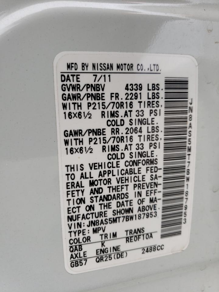 Photo 10 from auction – 2011 NISSAN ROGUE S with VIN JN8AS5MT7BW187953