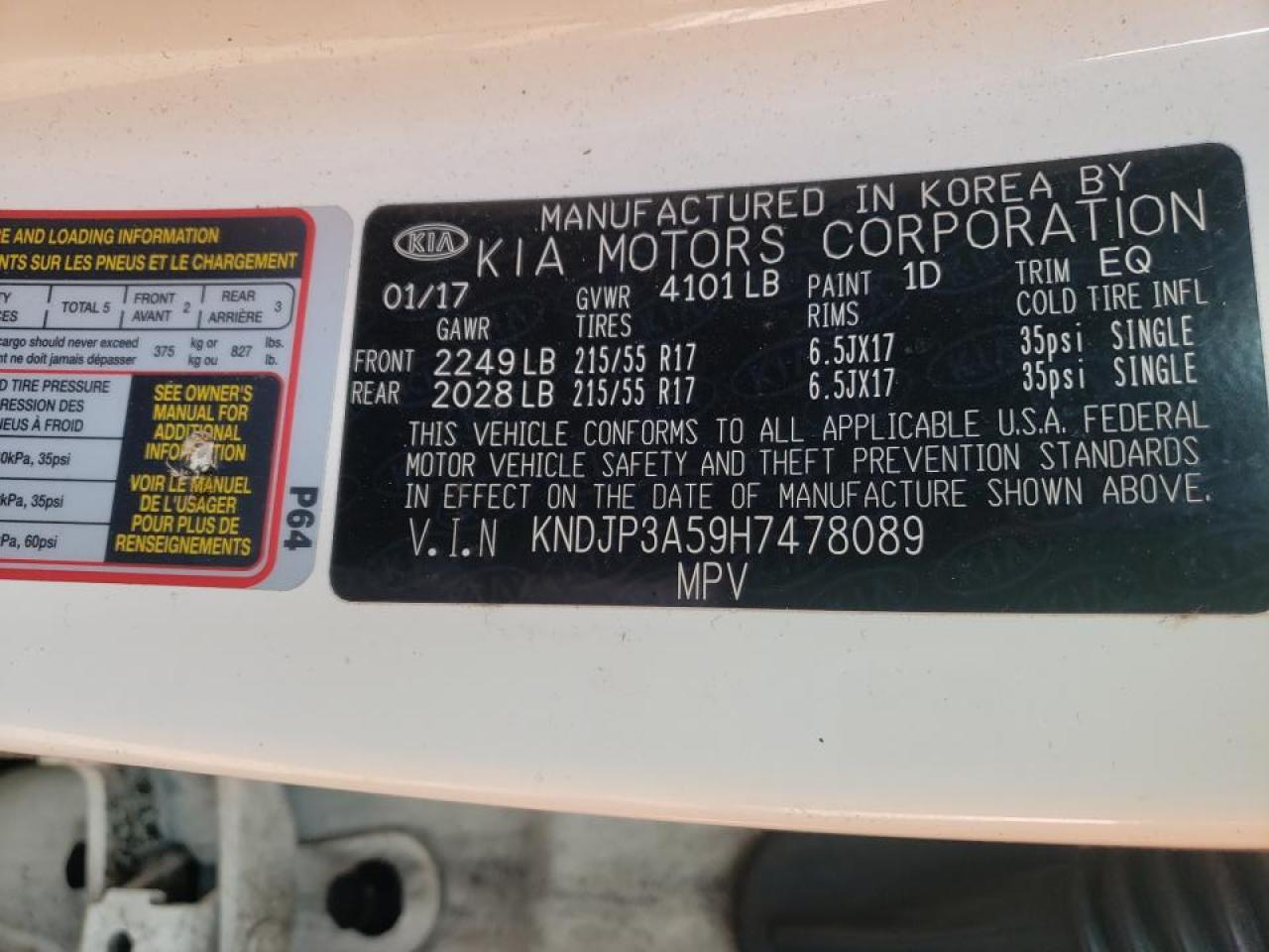 Foto 10 de la subasta – 2017 KIA SOUL + con VIN KNDJP3A59H7478089