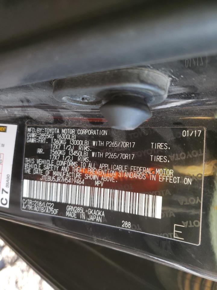 Photo 10 from auction – 2017 TOYOTA 4RUNNER SR with VIN JTEBU5JR7H5419464