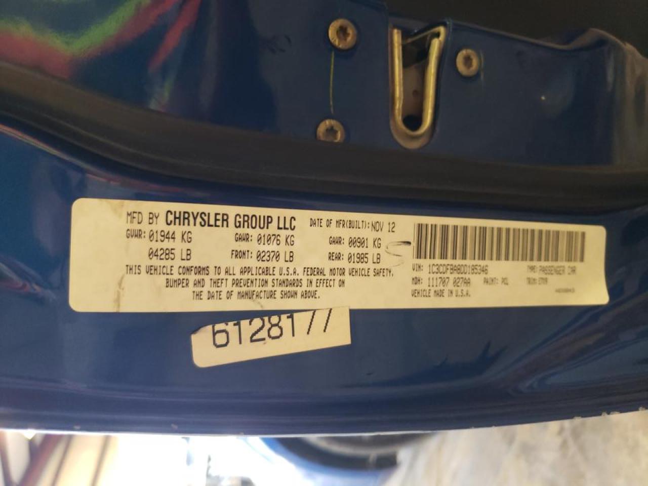 Photo 10 from auction – 2013 DODGE DART SXT with VIN 1C3CDFBA8DD185346