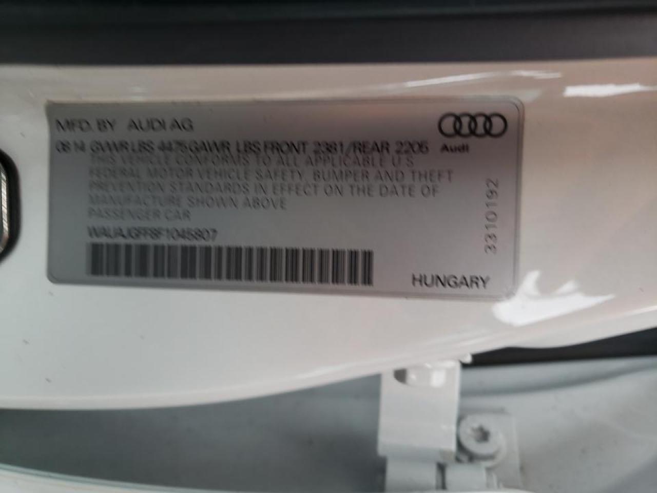Photo 10 from auction – 2015 AUDI A3 PREMIUM with VIN WAUAJGFF8F1045807