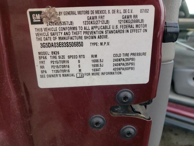 Photo 10 from auction – 2003 BUICK RENDEZVOUS with VIN 3G5DA03E83S506850