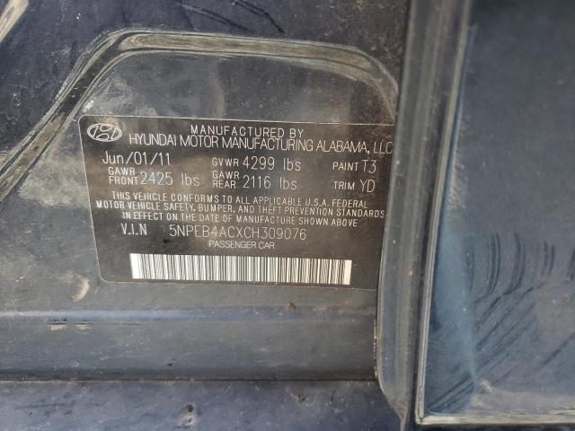 Photo 10 from auction – 2012 HYUNDAI SONATA GLS with VIN 5NPEB4ACXCH309076