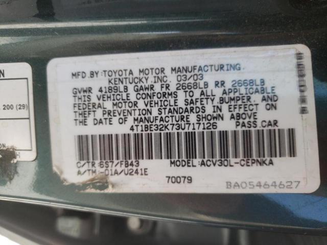Photo 10 from auction – 2003 TOYOTA CAMRY LE with VIN 4T1BE32K73U717126