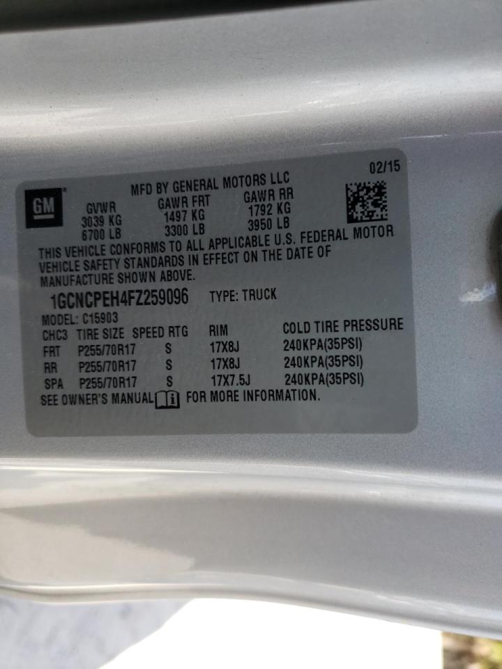 Photo 10 from auction – 2015 CHEVROLET SILVERADO with VIN 1GCNCPEH4FZ259096