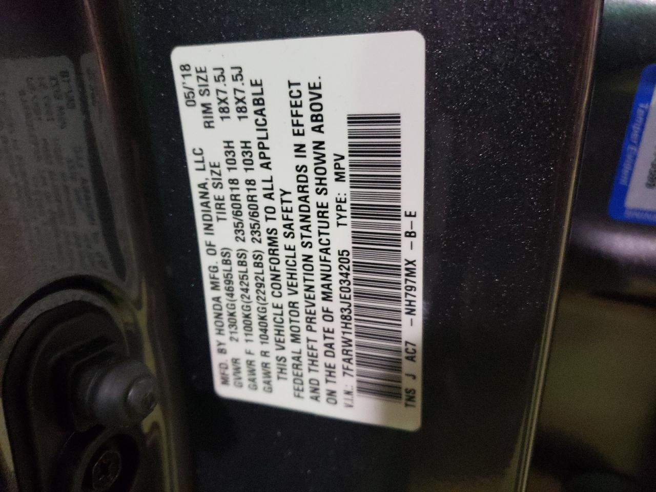 Photo 10 from auction – 2018 HONDA CR-V EXL with VIN 7FARW1H83JE034205