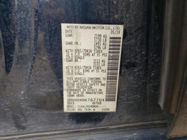 Photo 10 from auction – 2019 NISSAN FRONTIER S with VIN 1N6DD0ER0KN767704