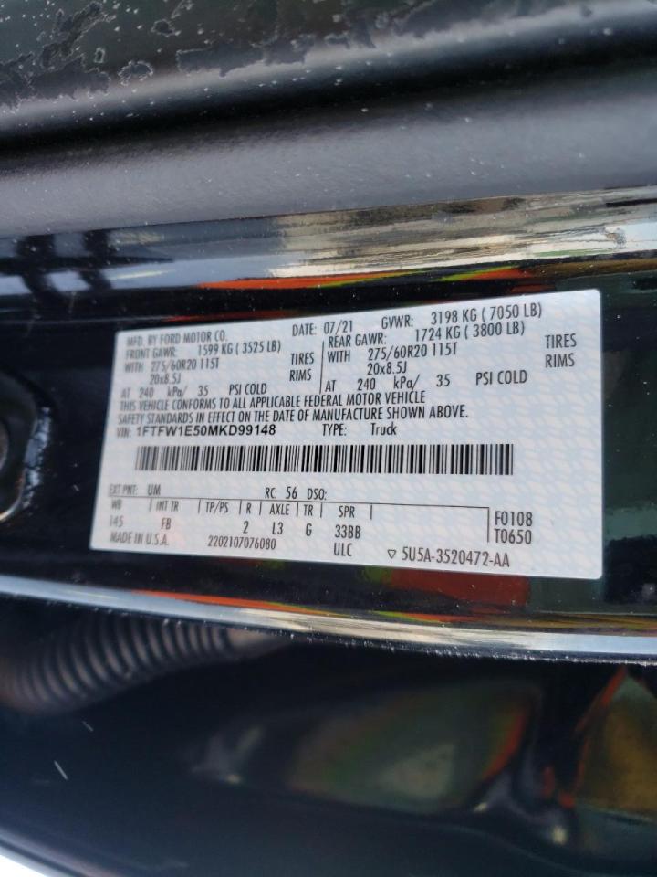 Photo 10 from auction – 2021 FORD F150 SUPER with VIN 1FTFW1E50MKD99148