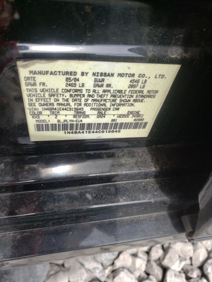 Photo 10 from auction – 2004 NISSAN MAXIMA SE with VIN 1N4BA41E44C915645