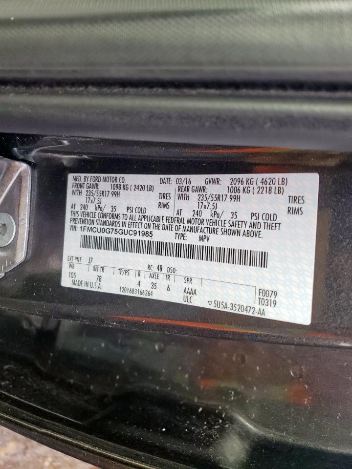 Photo 10 from auction – 2016 FORD ESCAPE SE with VIN 1FMCU0G75GUC91985