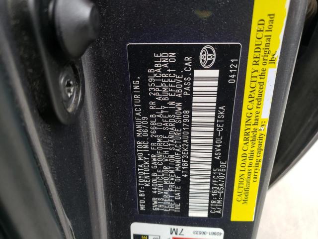 Photo 10 from auction – 2010 TOYOTA CAMRY BASE with VIN 4T1BF3EK2AU017908