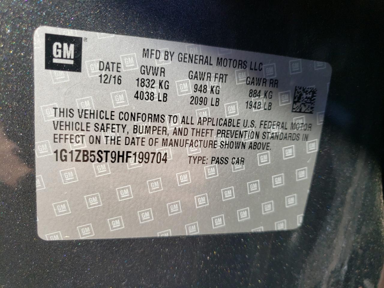 Photo 10 from auction – 2017 CHEVROLET MALIBU LS with VIN 1G1ZB5ST9HF199704