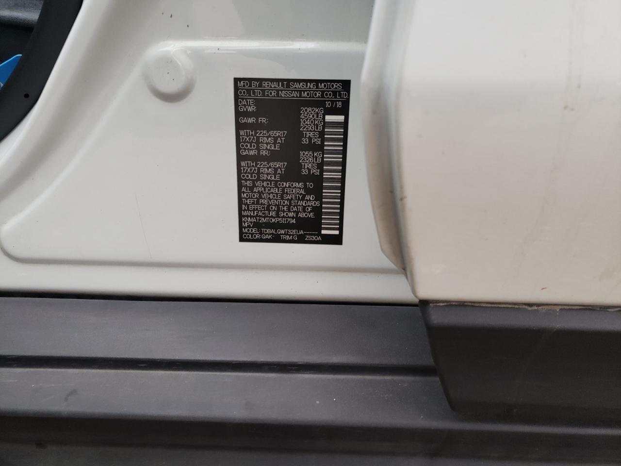Photo 10 from auction – 2019 NISSAN ROGUE S with VIN KNMAT2MT0KP511794