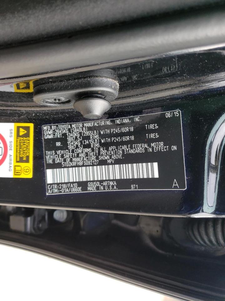 Foto 10 de la subasta – 2015 TOYOTA HIGHLANDER con VIN 5TDZKRFH8FS092127