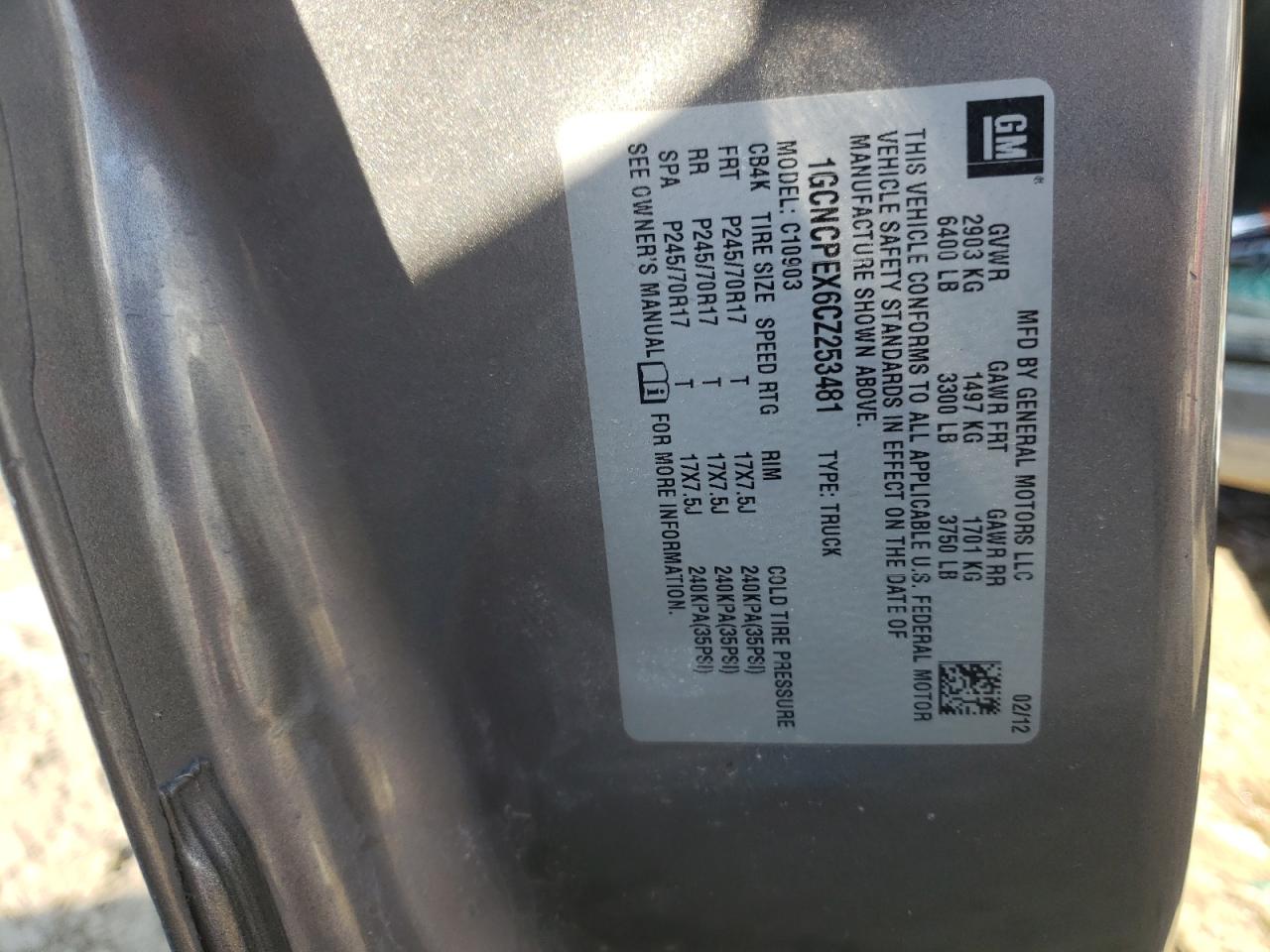 Photo 10 from auction – 2012 CHEVROLET SILVERADO with VIN 1GCNCPEX6CZ253481
