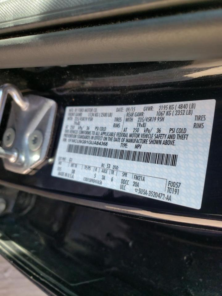 Photo 10 from auction – 2016 FORD ESCAPE SE with VIN 1FMCU9G91GUA84368