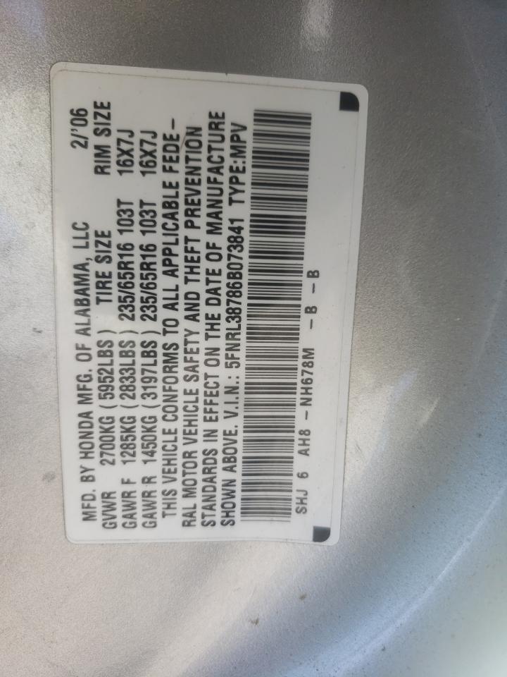 Photo 10 from auction – 2006 HONDA ODYSSEY EX with VIN 5FNRL38786B073841