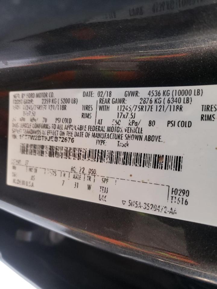 Photo 10 from auction – 2018 FORD F250 SUPER with VIN 1FT7W2BT9JEB72676