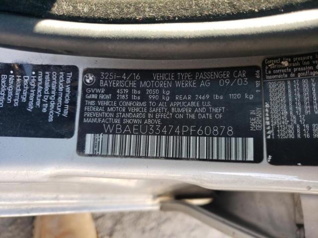 Photo 10 from auction – 2004 BMW 325 XI with VIN WBAEU33474PF60878