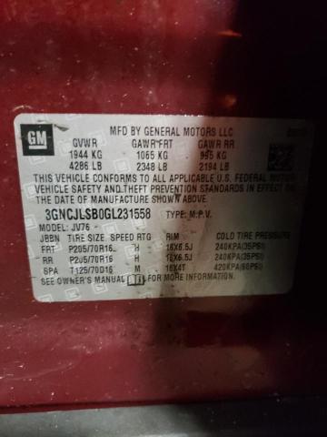 Photo 10 from auction – 2016 CHEVROLET TRAX 1LT with VIN 3GNCJLSB0GL231558