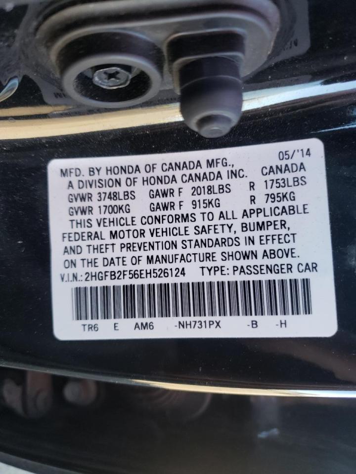 Photo 10 from auction – 2014 HONDA CIVIC LX with VIN 2HGFB2F56EH526124