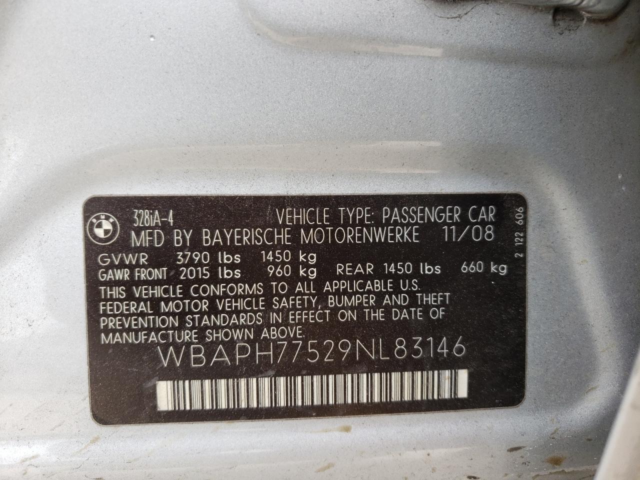 Photo 10 from auction – 2009 BMW 328 with VIN WBAPH77529NL83146