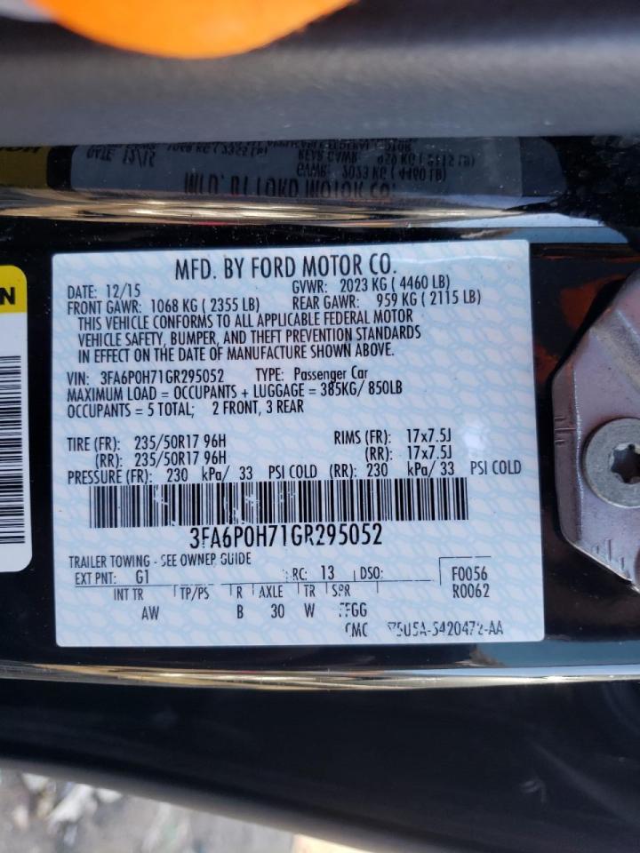 Photo 10 from auction – 2016 FORD FUSION SE with VIN 3FA6P0H71GR295052