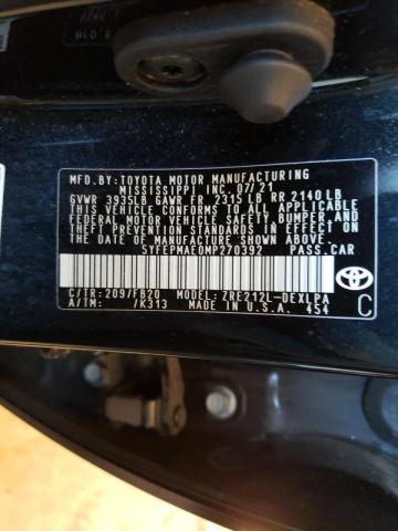 Photo 10 from auction – 2021 TOYOTA COROLLA LE with VIN 5YFEPMAE0MP270392