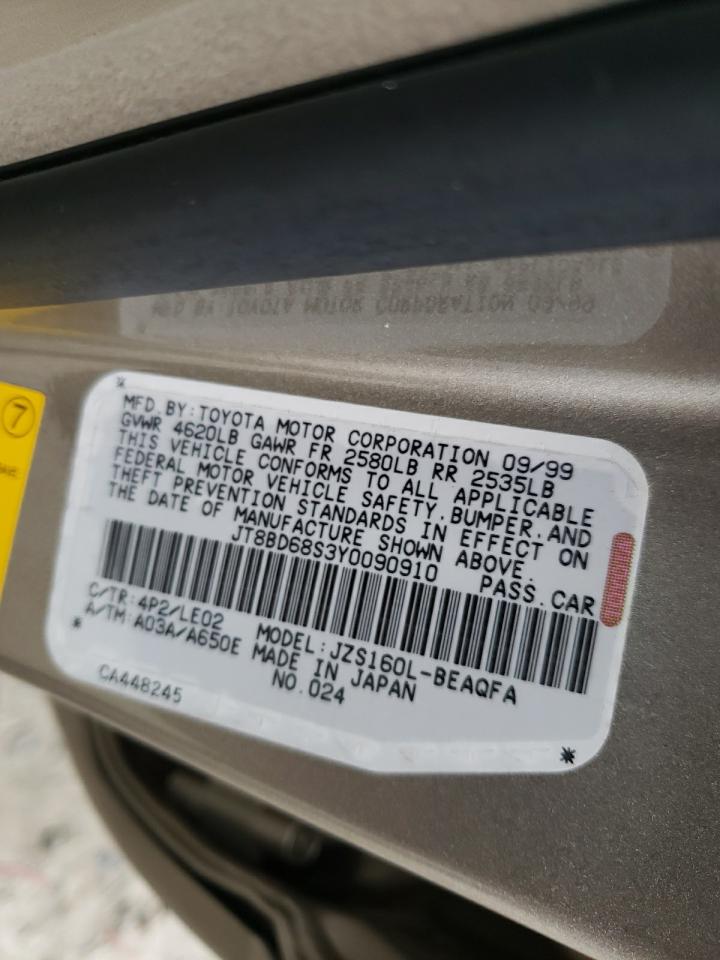 Photo 10 from auction – 2000 LEXUS GS 300 with VIN JT8BD68S3Y0090910