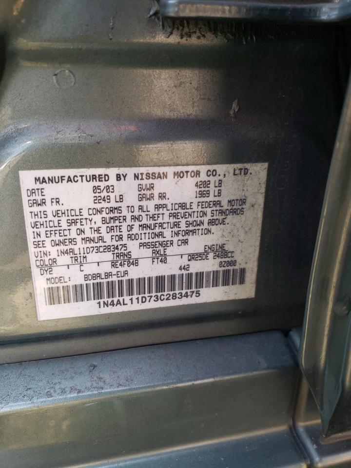 Photo 10 from auction – 2003 NISSAN ALTIMA BAS with VIN 1N4AL11D73C283475