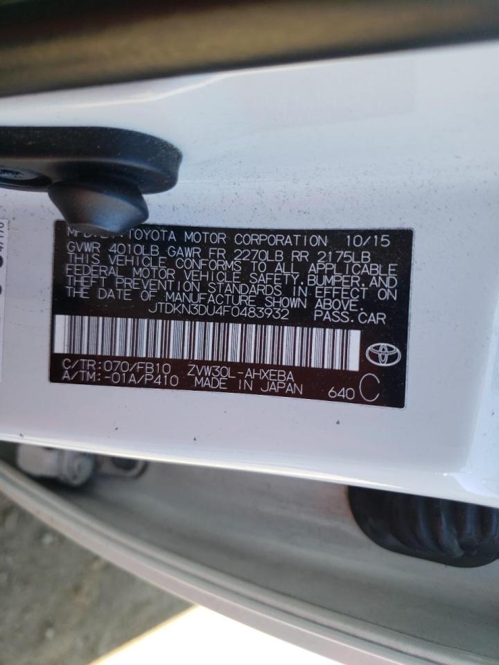 Photo 10 from auction – 2015 TOYOTA PRIUS with VIN JTDKN3DU4F0483932