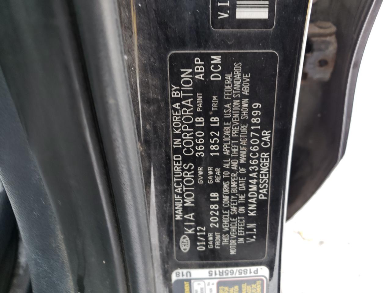 Фото 10 с аукциона – 2012 KIA RIO LX с VIN KNADM4A36C6071899