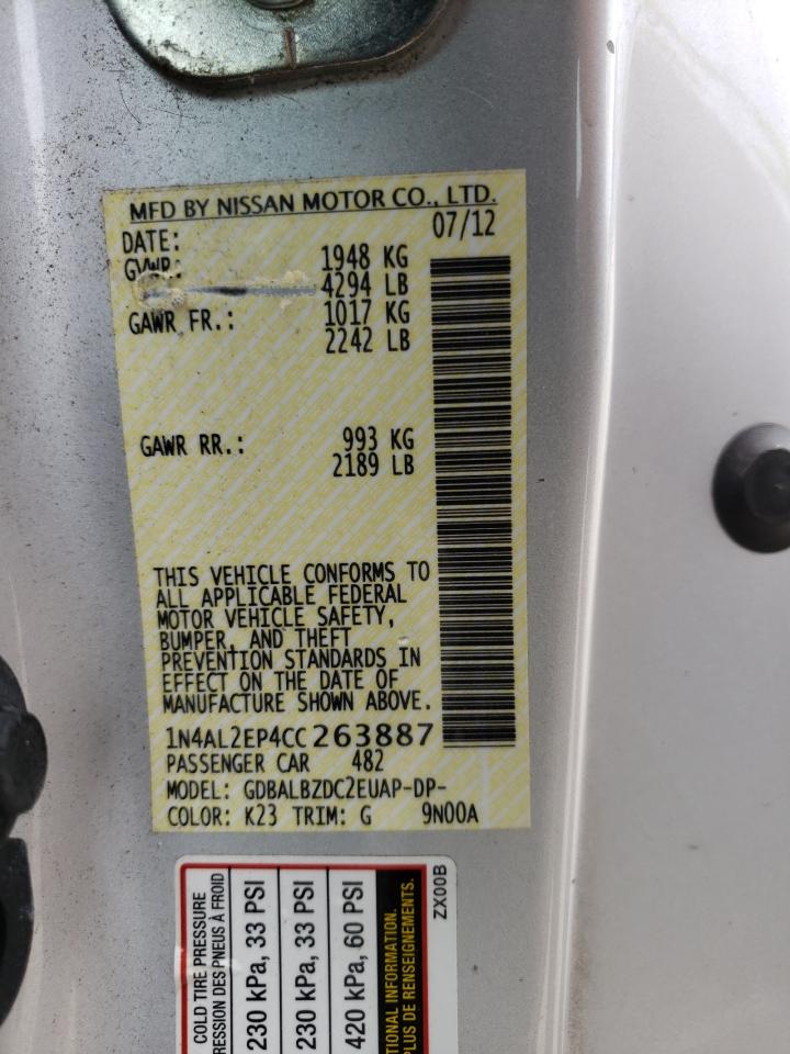 Photo 10 from auction – 2012 NISSAN ALTIMA S with VIN 1N4AL2EP4CC263887