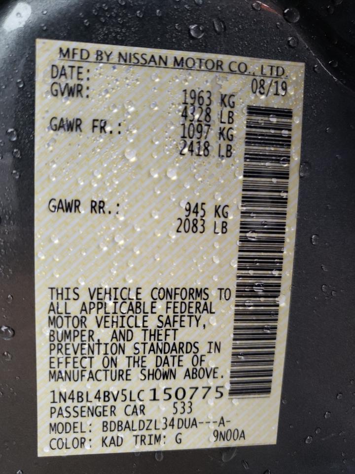 Photo 10 from auction – 2020 NISSAN ALTIMA S with VIN 1N4BL4BV5LC150775