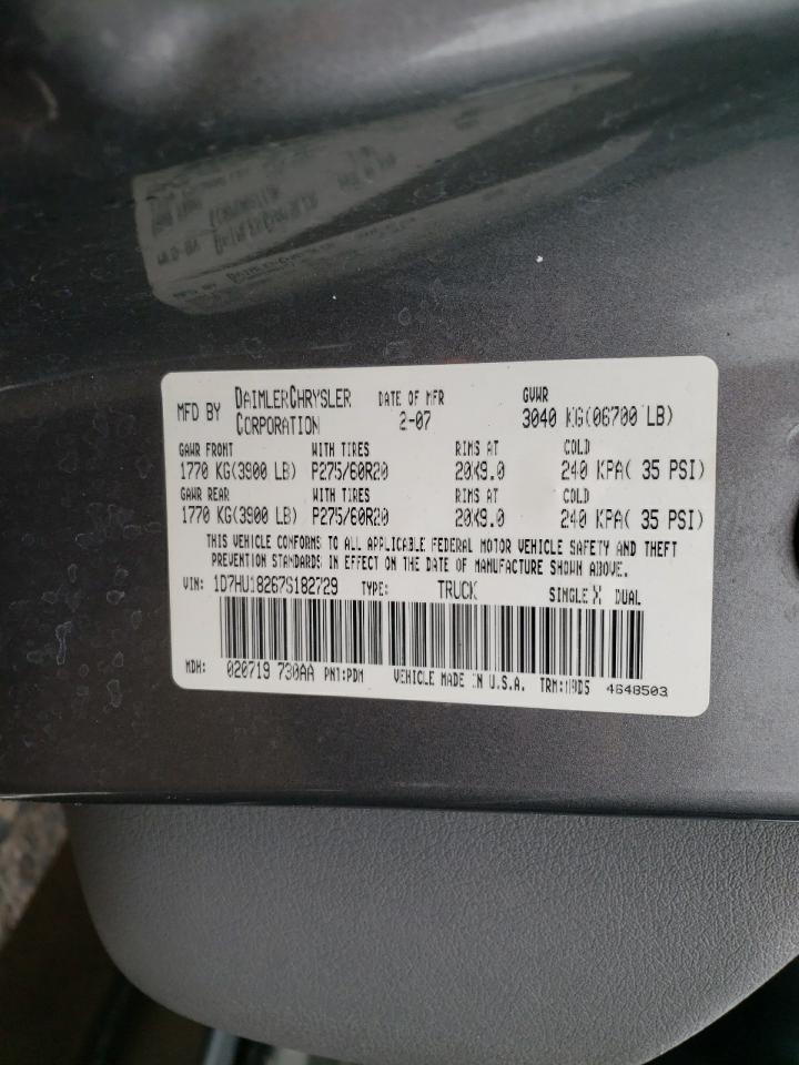 Photo 10 from auction – 2007 DODGE RAM 1500 S with VIN 1D7HU18267S182729